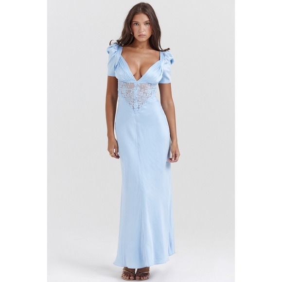 NEW House of CB Rafaela Dress Soft Blue Dutch Canal Medium - Picture 1 of 17
